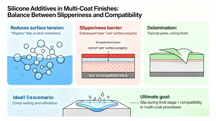 Silicone additive slipperiness and compatibility