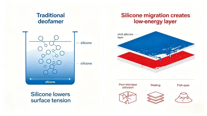 silicone to lower surface tension Defoamer