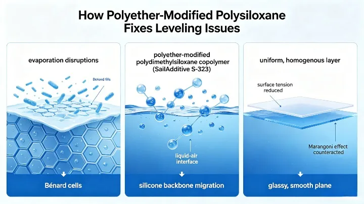 Polyether modified-polysioxane fixes leveling