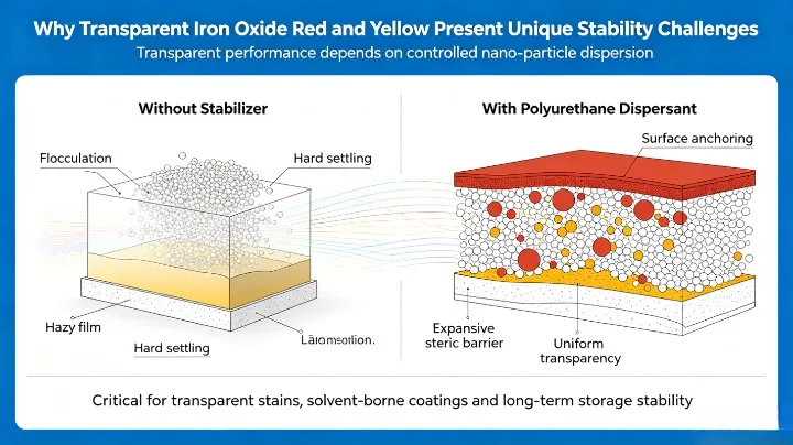 Transparent Iron Oxide Red and Yellow Present Unique Stability Challenges